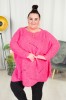 Ażurowy Sweter Oversize ELISE fuksja Plus Size 46/54