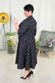 Sukienka z paskiem ILONA czarna w kratę Plus Size 44-52