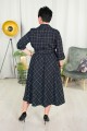 Sukienka z paskiem ILONA czarna w kratę Plus Size 44-52