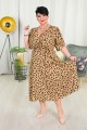Sukienka SALMA brązowa w cętki Plus Size 44-54