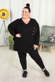 Bluza Oversize ROUTE czarna z dżetami Plus Size 48-58