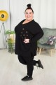 Bluza Oversize ROUTE czarna z dżetami Plus Size 48-58