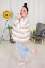 Sweter Oversize w pasy LENA biały-bież Plus Size 46/54