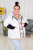 Krótka Kurtka pikowana NAZAR biala z czarnymi rekawami Plus Size 44-52