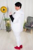 Krótka Kurtka pikowana NAZAR biala z czarnymi rekawami Plus Size 44-52