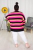 Sweter Oversize w pasy LENA róż-orange Plus Size 46/54