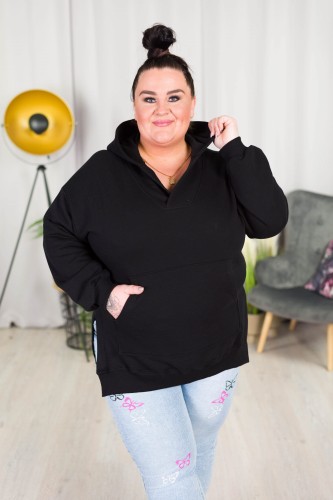 Bluza z z rozporkami SHERYL czarna Plus Size 42-52