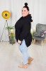 Bluza z z rozporkami SHERYL czarna Plus Size 42-52