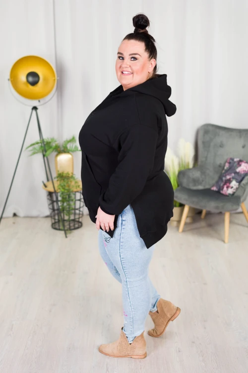 Bluza z z rozporkami SHERYL czarna Plus Size 42-52