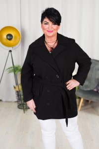 Krótki Płaszczyk wiosenny SONIA czarny Plus Size 42-52