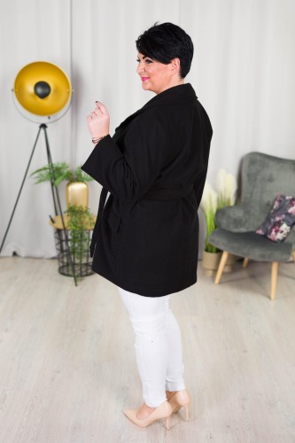 Krótki Płaszczyk wiosenny SONIA czarny Plus Size 42-52