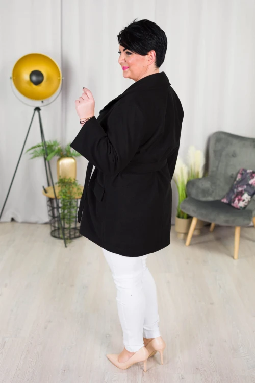 Krótki Płaszczyk wiosenny SONIA czarny Plus Size 42-52