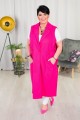 Kamizelka flauszowa z paskiem JUDY fuksja Plus Size 44-52