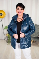 Kurtka z odpinanym kapturem MAJA granat Plus Size 44-52