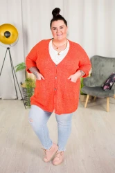 Zapinany Sweter Oversize ADA pomarańcz Plus Size 50/54