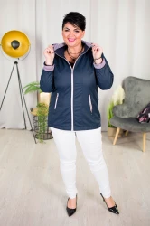 Kurtka z odpinanym kapturem POLA granat Plus Size 44-52