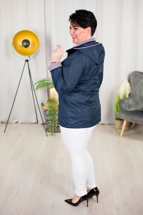 Wiosenna Kurtka z odpinanym kapturem POLA granat Plus Size 44-52