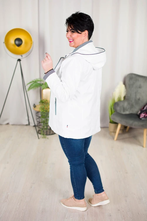 Wiosenna Kurtka z odpinanym kapturem POLA biała Plus Size 44-52