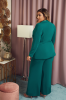 Garnitur damski z szeroką nogawką KELIS butelkowa zieleń Plus Size 44-54