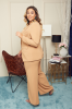 Garnitur damski z szeroką nogawką KELIS beż Plus Size 44-54