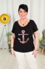 T-Shirt czarny MOLLY Kotwica różowe złoto Plus Size 44-54