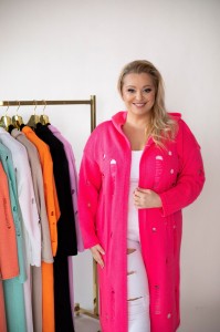 Kardigan Sweter ADELA fuksja Oversize Plus Size 44/52