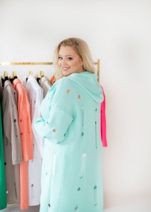 Kardigan Sweter ADELA miętowa Oversize Plus Size 44/52