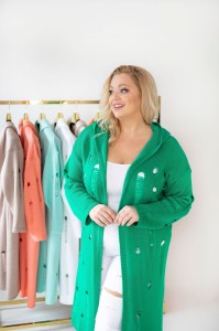 Kardigan Sweter ADELA zielony Oversize Plus Size 44/52