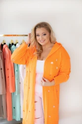 Kardigan Sweter ADELA pomarańcz Oversize Plus Size 44/52