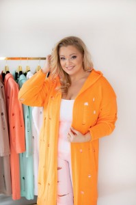 Kardigan Sweter ADELA pomarańcz Oversize Plus Size 44/52