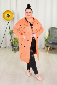 Kardigan Sweter ADELA łosoś Oversize Plus Size 44/52