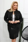 Ekoskórzana Kurteczka żakiecik NINA czarna z połyskiem Plus Size 44-52