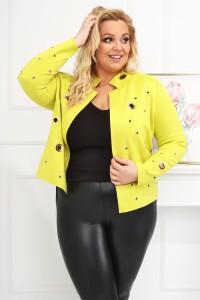 Zamszowa Kurteczka żakiecik LINEA żółta Plus Size 44-54 