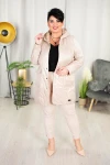 Taliowany Płaszczyk z kapturem IRENA beżowy Plus Size 44-52