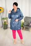 Taliowany Płaszczyk z kapturem IRENA niebieski Plus Size 44-52