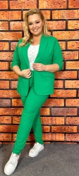 Spodnie materiałowe w gumę PORTI zielone Plus Size 44-52
