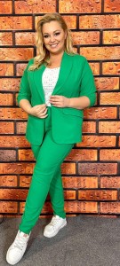 Spodnie materiałowe w gumę PORTI zielone Plus Size 44-52