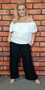 Spodnie z szeroką nogawką PORTI czarne Plus Size 44-54 