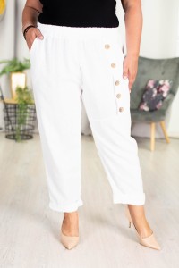 Lniane Spodnie Boyfriend KARDI białe Plus Size 46/52 