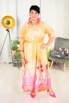 Sukienka maxi w kwiaty PANDORA palmy na pomarańczy Taffi Plus Size 48/52
