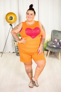 Top pomarańczowy z cekinowym sercem ANISA 44-54