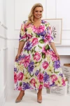 Sukienka SALMA kwiaty jasne Plus Size 44-54