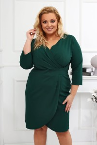 Wizytowa Sukienka SUZAN butelkowa zieleń Plus Size 44-52