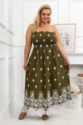 Sukienka bez ramiączek DALIA khaki Plus Size 44-54