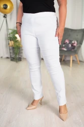 Spodnie w gumę z prostą nogawką MIKSA 02 białe Plus Size 42-64