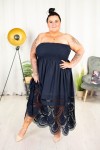 Sukienka bez ramiączek DALIA granat Plus Size 44-54