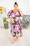 Sukienka SALMA kwiaty ciemne Plus Size 44-54