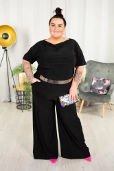 Kombinezon z szerokimi spodniami SCARLETT czarny Plus Size 42-50