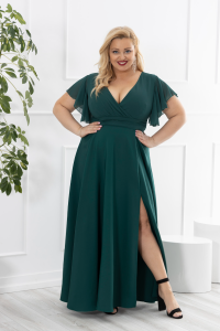 Sukienka szyfonowa LAURA butelkowa zieleń Plus Size 44-54
