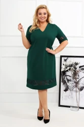 Elegancka Sukienka NORI butelkowa zieleń Plus Size 44-56 